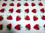 Red Strawberry Printed Cotton Canvas / Anti Dirt Baby Cotton Fabric