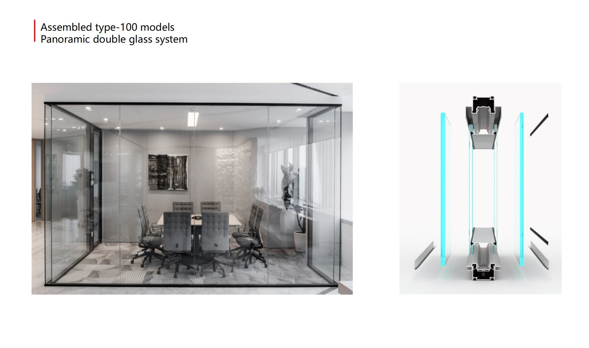 Demountable Double glazed Office Glass Partition Wall For Building