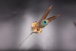 10*30 cm Brass Brooch featuring Dyed Pheasant Feather Flower Mount Detail Option