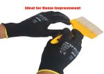 Black PU Coated Gloves , Lightweight Leather Working Gloves Knit Wrist