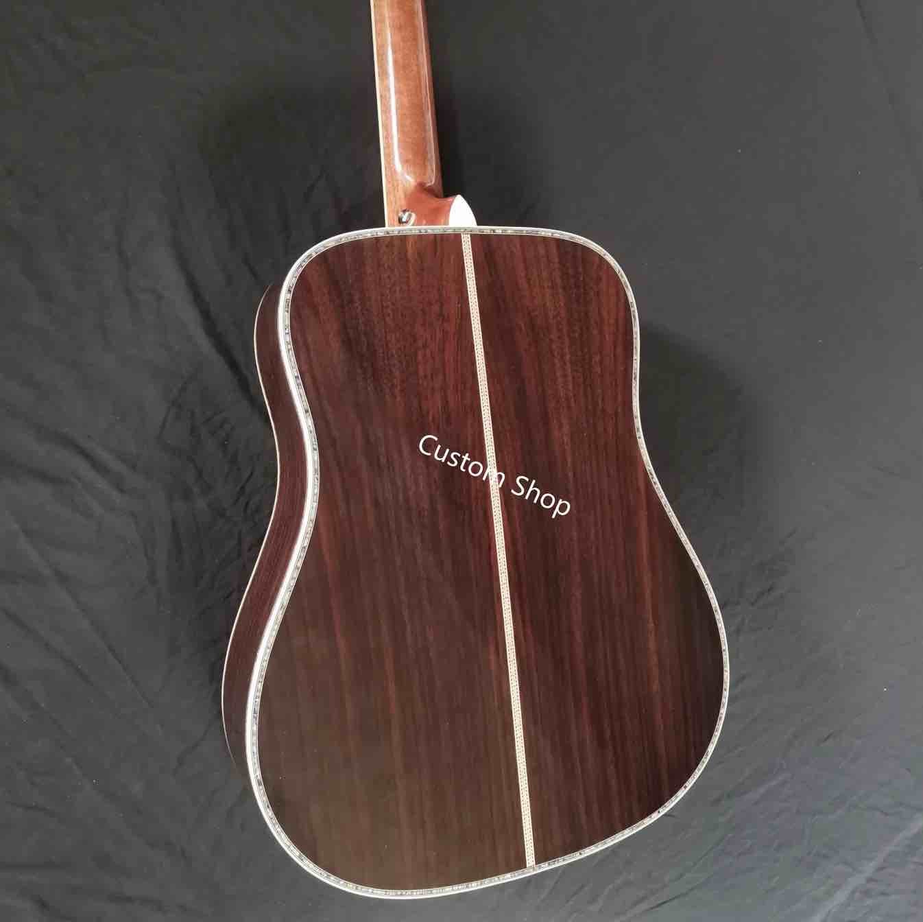 Custom AAAA All Solid Wood Round D Type Body Vintage Acoustic Dreadnought Guitar in Yellow