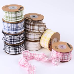 Quality Korea Lattice Blue And White Gingham Ribbon 38mm Polyester Pink Tartan Ribbon wholesale