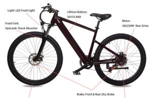 Quality 27.5 Inch Electric Mountain Bikes Aluminium Alloy Frame 250W wholesale
