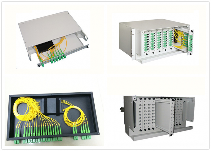 19 Inch Rack Mounted Fibre Optic Splitter Box With SC / APC PLC Fiber Splitter 0