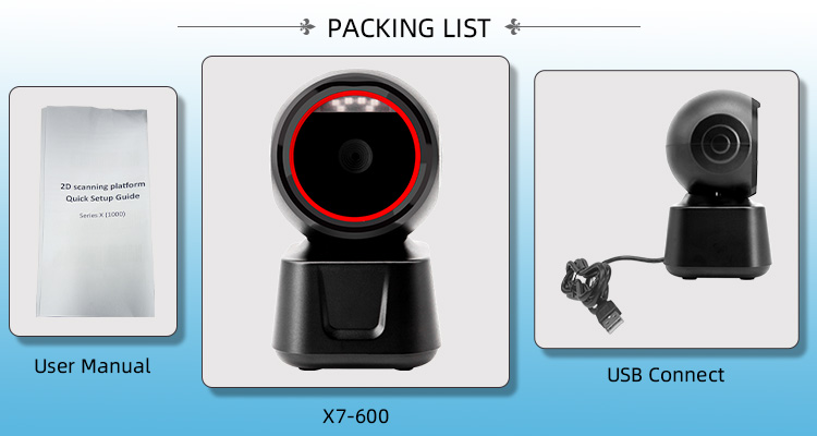 ABS PC Housing Material X7-600 2D Barcode USB QR Code Reader for Desktop Cashier System