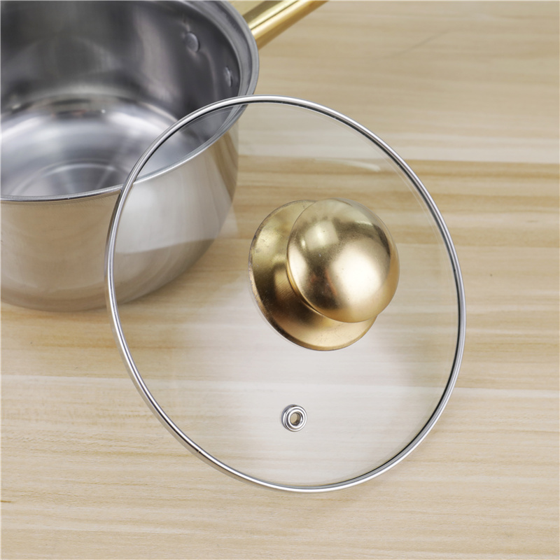 High Quality Kitchen Cooking Pot Set 12 Pcs Stainless Steel Cookware Set With Golden Handle