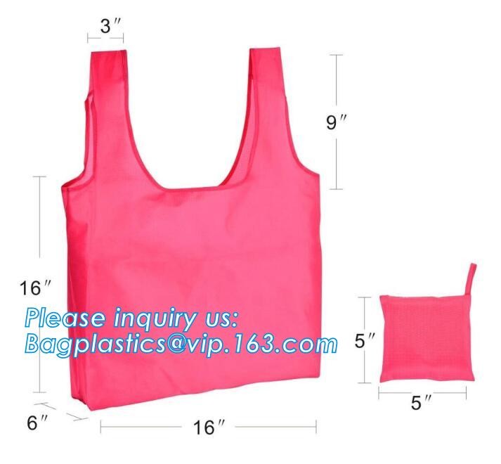 Recycled Foldable Nylon Polyester Tote Bag with logos polyester shopping bag Custom advertising handle non woven bag PAC