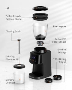 Quality Black Homeuse Coffee Bean Burr Grinder Electric Particle Size CE ETL CB wholesale