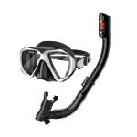 Dry Tube Diving Face Mask And Snorkel Equipment Black White