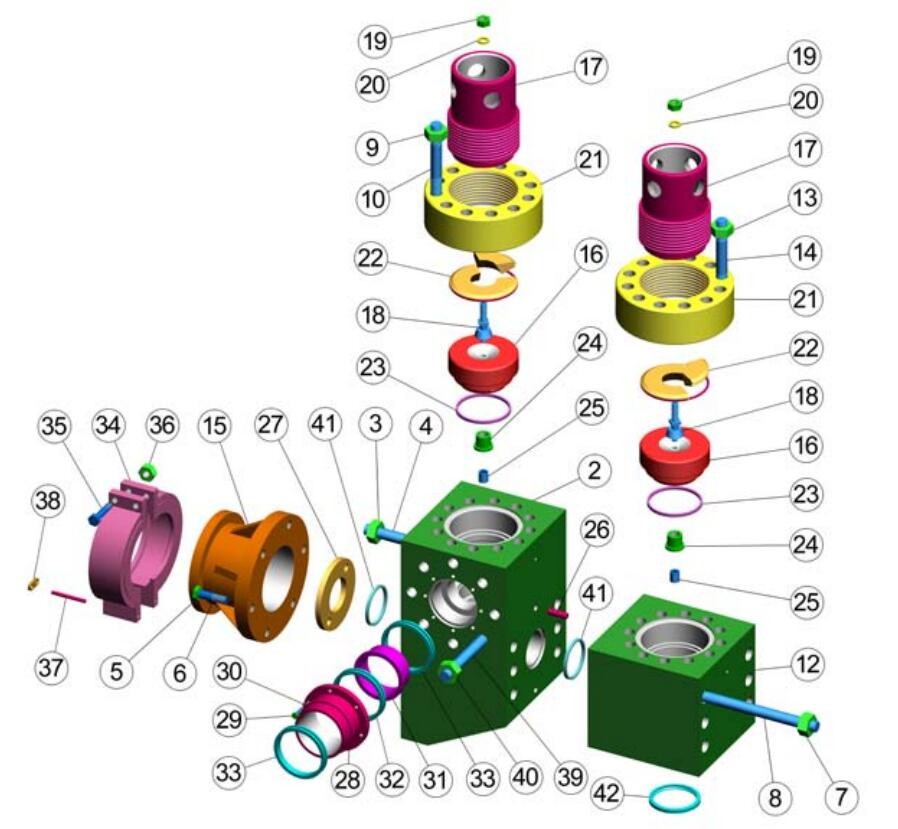 SOUTHWEST 8482-25A FLUID END FOR NATIONAL 14-P-220, 12P160 MUD PUMP, F1000 mud pump, PZ11 mud pump, MP16 mud pump