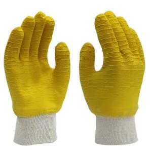 Quality Yellow Cotton Jersey Gloves Wavy Rubber Full Latex Covered Gloves wholesale