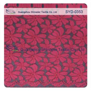 Quality Red Nylon Corded Fashion Swiss Wedding Dress Lace Fabric , Embroidered wholesale