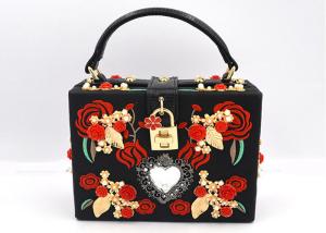 Quality Luxury Rectangle Shape Embroidered Evening Bag Flower Embroidered For Banquet wholesale