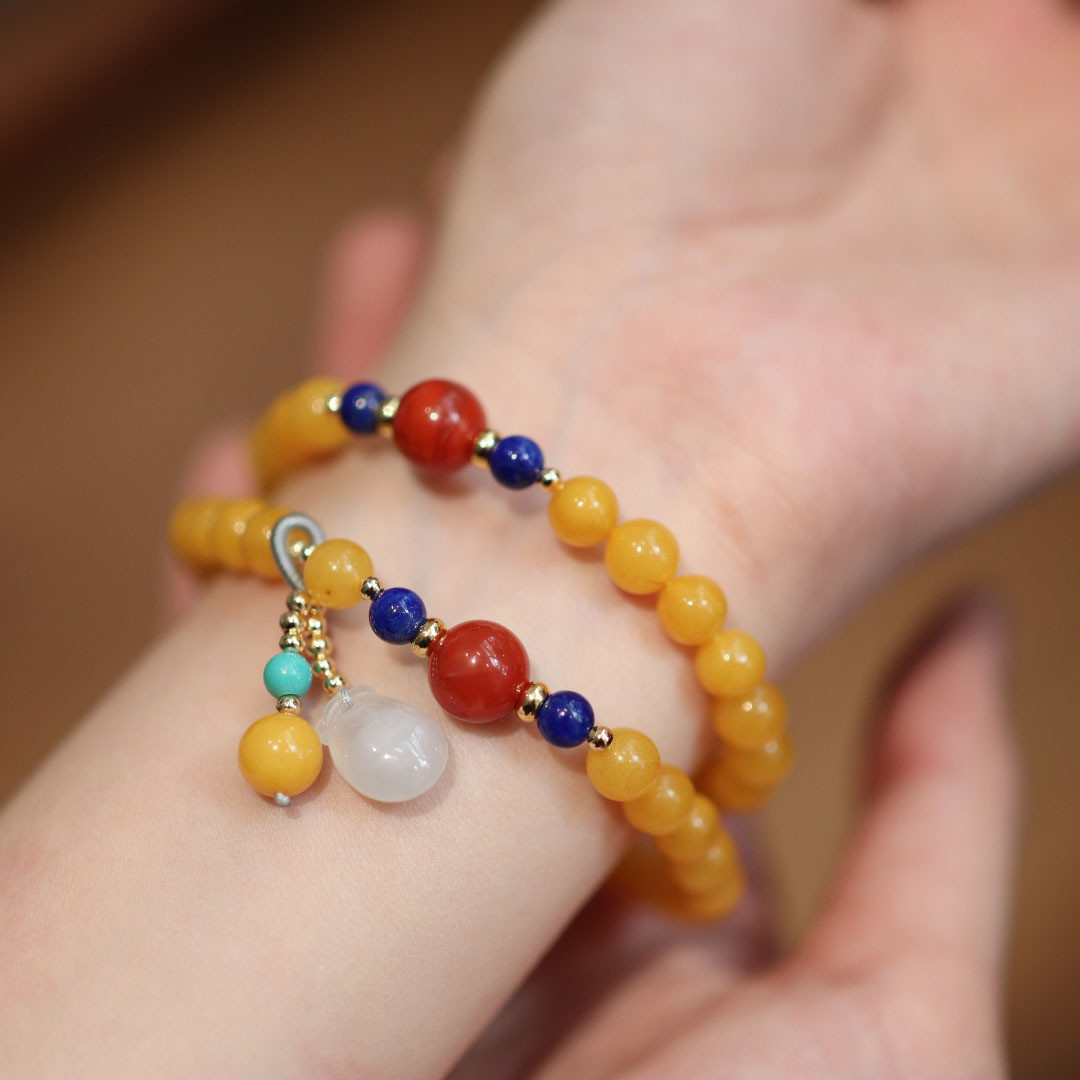 Fengshui Jewelry Bracelets Pendent Necklace Beads Muslim Chanting Beads Natural High-Quality Amber Bracelet 12mm Translucent Lucky Bracelet To Give To