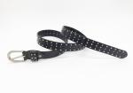 Nickel Flat Studs Ladies Studded Belt , Thin Studded Belt Dark Brown Color