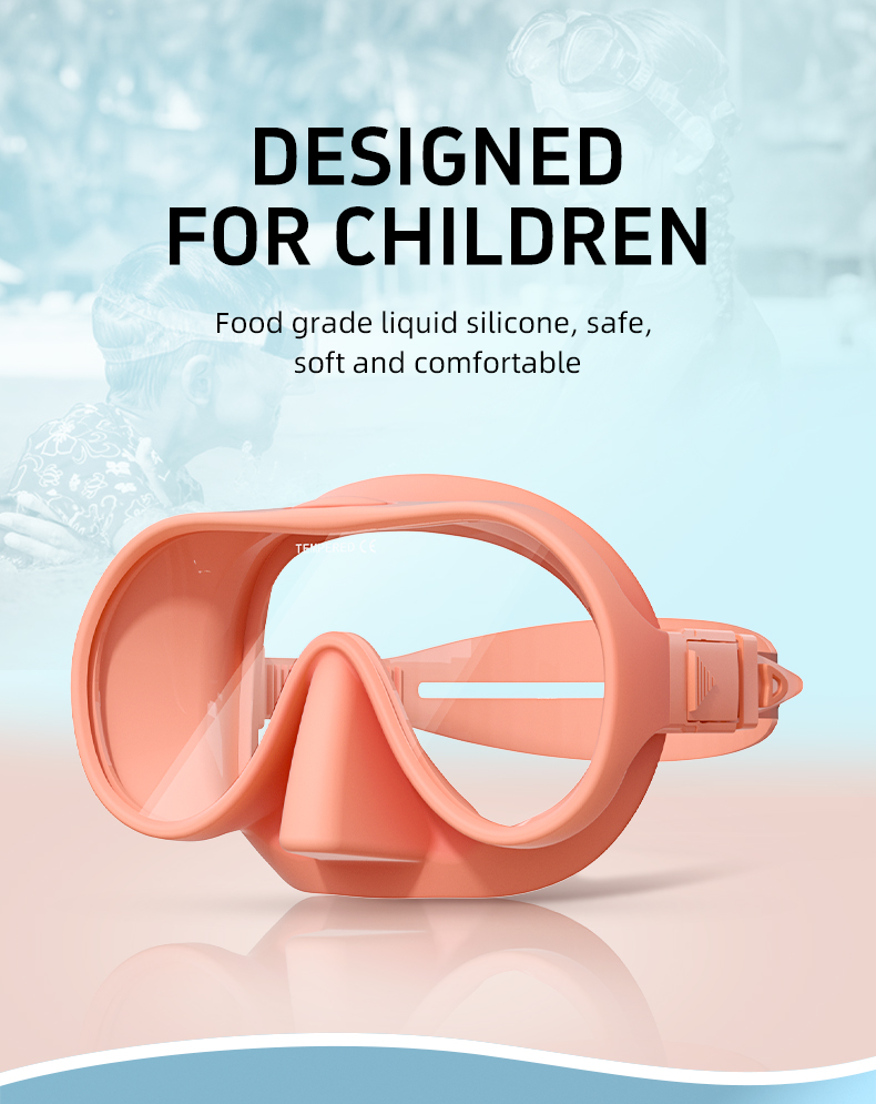 Tempered Glass Snorkel Gear Set Low Volume Mirrored Frameless Snorkel Mask