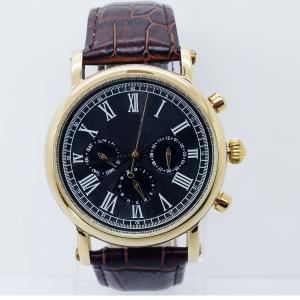 Quality High quality Stainless steel fashion watch with geniune leather strap wholesale