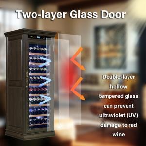 Quality Freestanding Dark Brown Wooden Frame Wine Cooler Cabinet With Locker wholesale