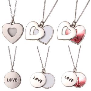 Quality Sublimation Heart Shape Sliding Locket Necklace For Sublimation Printing sublimation valentine gifts wholesale