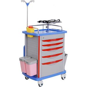 Quality Hospital ABS Medicine Crash Cart Drawers Emergency Medical Trolley wholesale
