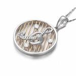 18K White Rose Gold Two Tone Musical Note Charm Pendant Necklace (GDN012)