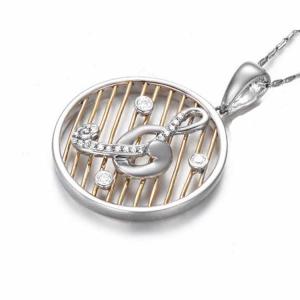 Quality 18K White Rose Gold Two Tone Musical Note Charm Pendant Necklace (GDN012) wholesale