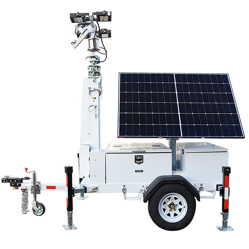 Construction Light Tower Mast 6 Sections LED Light Tower Mobile Solar Light Tower For Emergency
