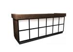 Luxury Wooden Veneer Surface Grocery Store Checkout Counter With Lighting Box