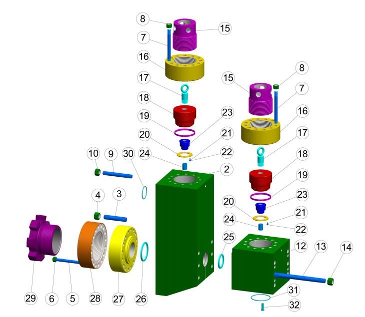 Weatherford E-2200 mud pump fluid end module,E447 mud pump, MP16 mud pump, MP5 mud pump, WH1612 mud pump