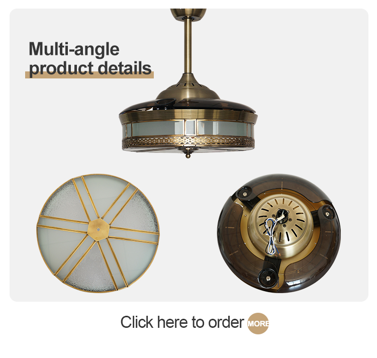 Cooling Air and Light Function 1stshine Copper Decorative LED Ceiling Fan 3*PC Blades