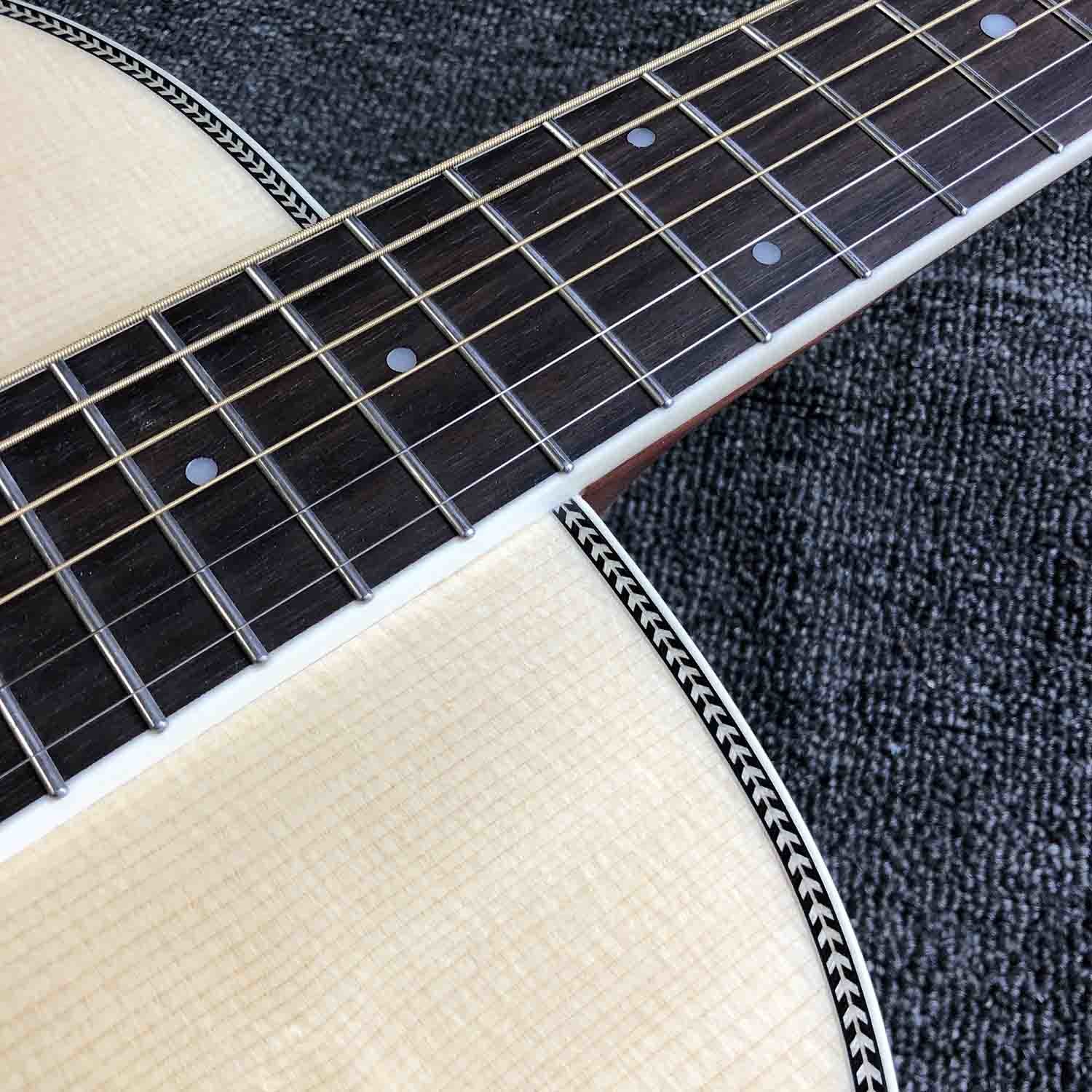 Custom AAAAA All Solid Wood Spruce 41 Inch Herringbone Binding Acoustic Guitar