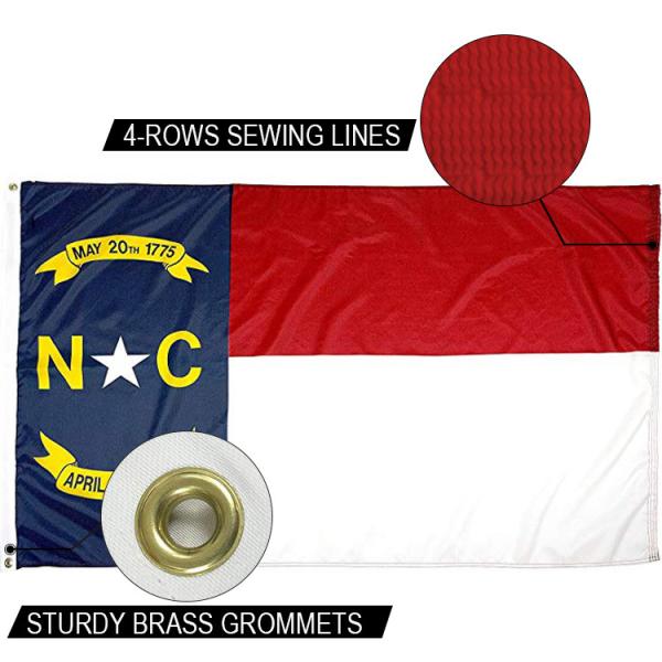 State of North Carolina Flag 3x5 ft Outdoor Heavy duty Dupont Nylon US Flags