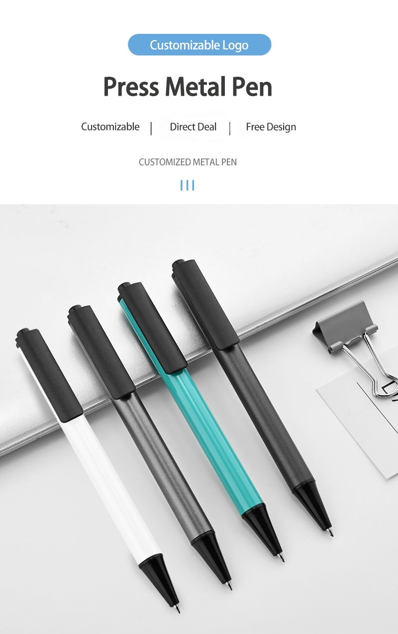 Sample Design Metal Press Ballpoint Pen 0.5mm Engraved Logo Advertising Pen Office Pen