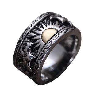 Quality Mens 925 Sterling Silver Band Ring Antique Engraving Silver Ring (054020) wholesale