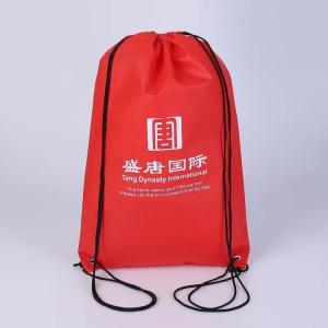 Quality Offset Printing Red Sports Drawstring Backpacks With Cotton Canvas Material wholesale