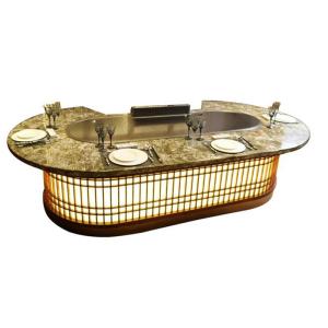 Quality 10 Seats Hot Selling Kitchen Equipment Oval BBQ Teppanyaki Grill wholesale