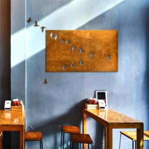 Quality Geese Corten Steel Metal Bird Sculpture Wall Art Home Decoration wholesale