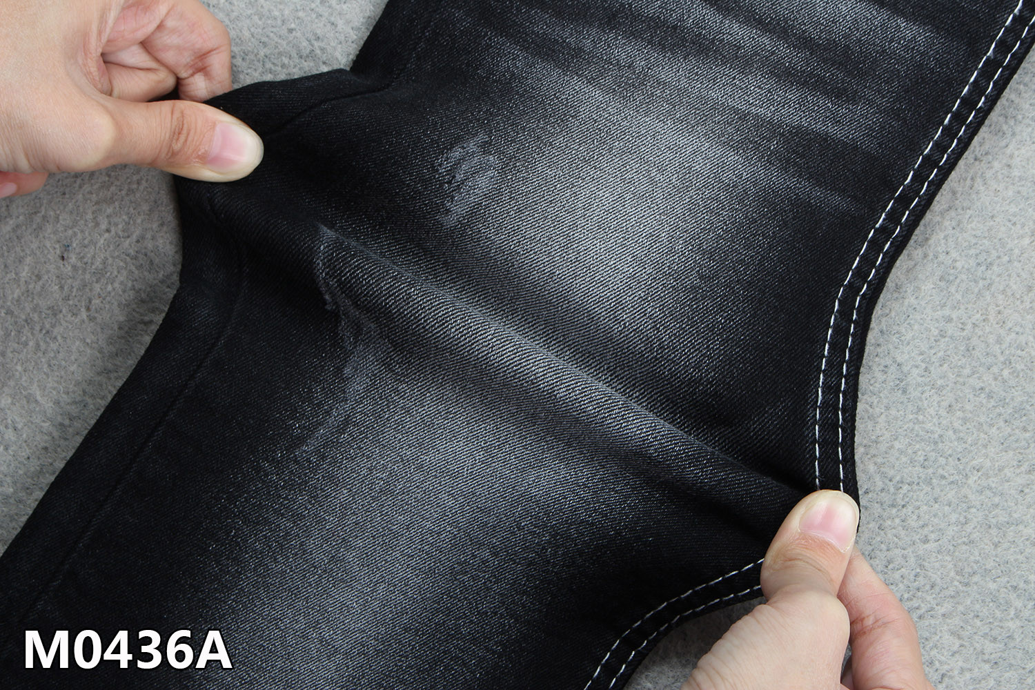 10.4oz Cotton Polyester Spandex Denim Fabric High Stretch 62/63'' Sanforizing Black Backside