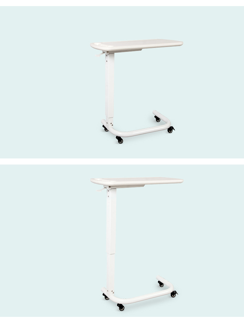 Factory Hospital Romm Furniture Movable Wooden Medical Service OverBed Table with Casters