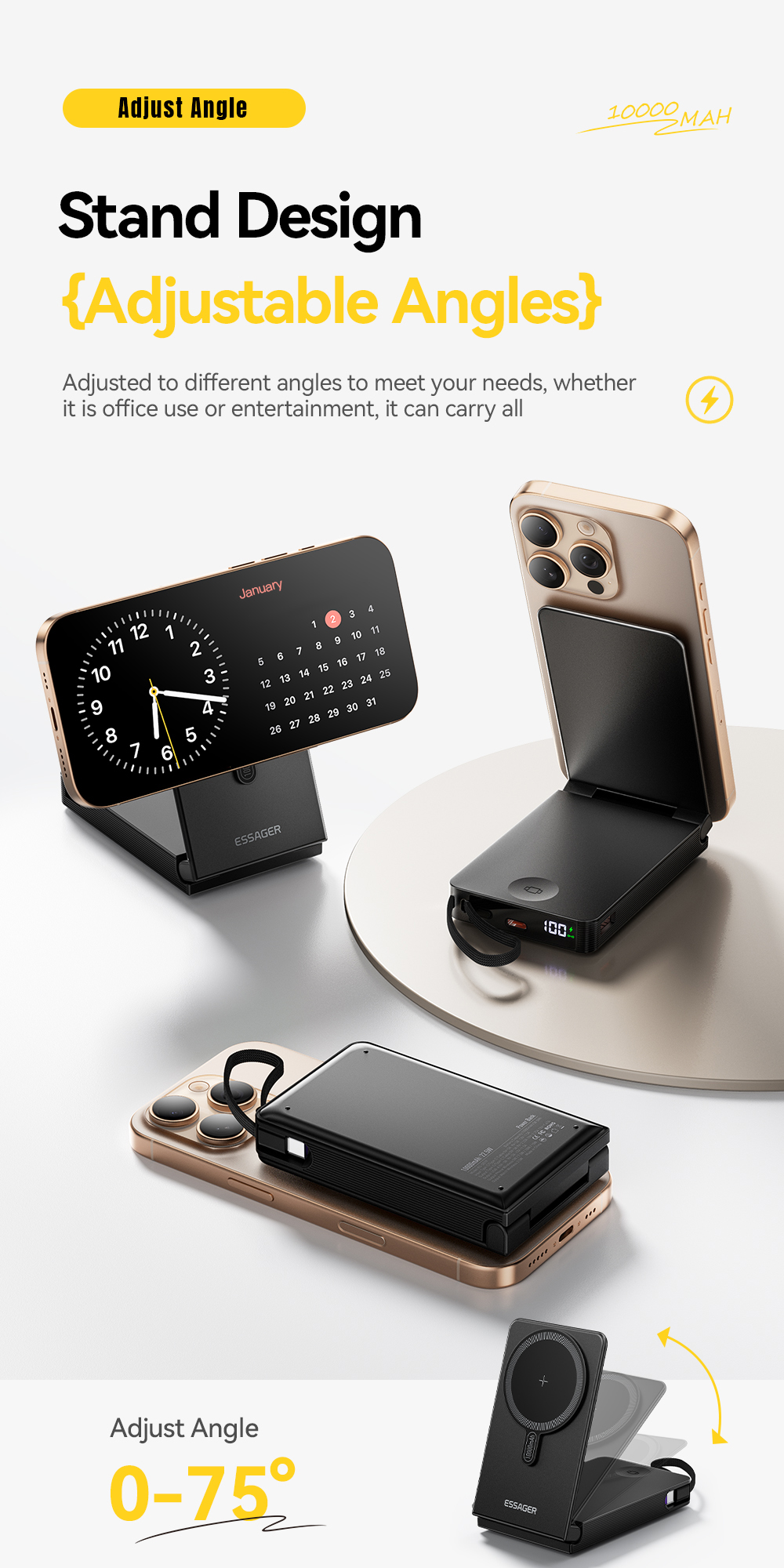 ESSAGER ES-D019 Wireless Magnetic Power Bank 10000mah Battery Bank