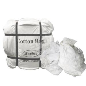 Quality 10Kg 20kg 25kg Recycled Knit T Shirt Cotton Wiping Rags Top Oil Absorbent Pure White Cloth Industrial Tshirt Rags wholesale