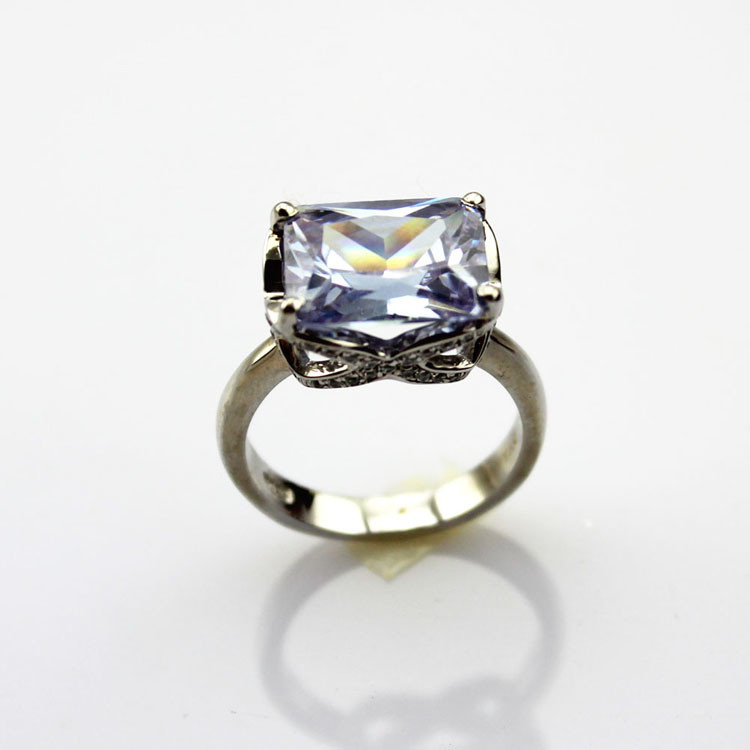 Women Fashion Jewelry Lavender Aemthyst Cubic Zirconia Silver Ring(F28)