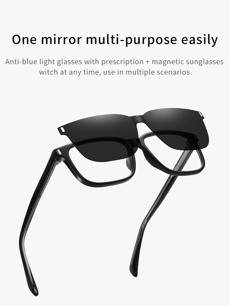 Absorbing Polarized Magnetic Sunglasses Two Lenses Square Men'S Myopia