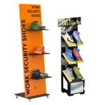 Shop Floor To Ceiling Wooden Display Rack Plywood Rotating Shoe Rack With Custom