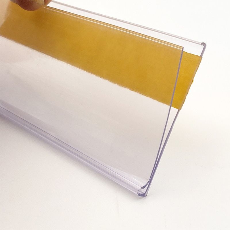 Self Adhesive Clear Plastic Shelf Label Holder For Price Tag Eco Friendly