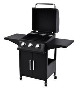 Quality High Temp Powder Coated 3 Burner Gas Grill with 2 Foldable Side Board Natural Gas wholesale