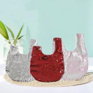 Quality DIY LOGO Sublimation Shiny Sequin Wrist Bag Walking Makeup Bag wholesale