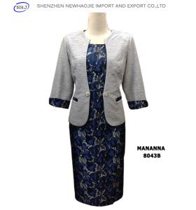 Quality MANANNA collarless mid-sleeves woman fashion dress suit wholesale