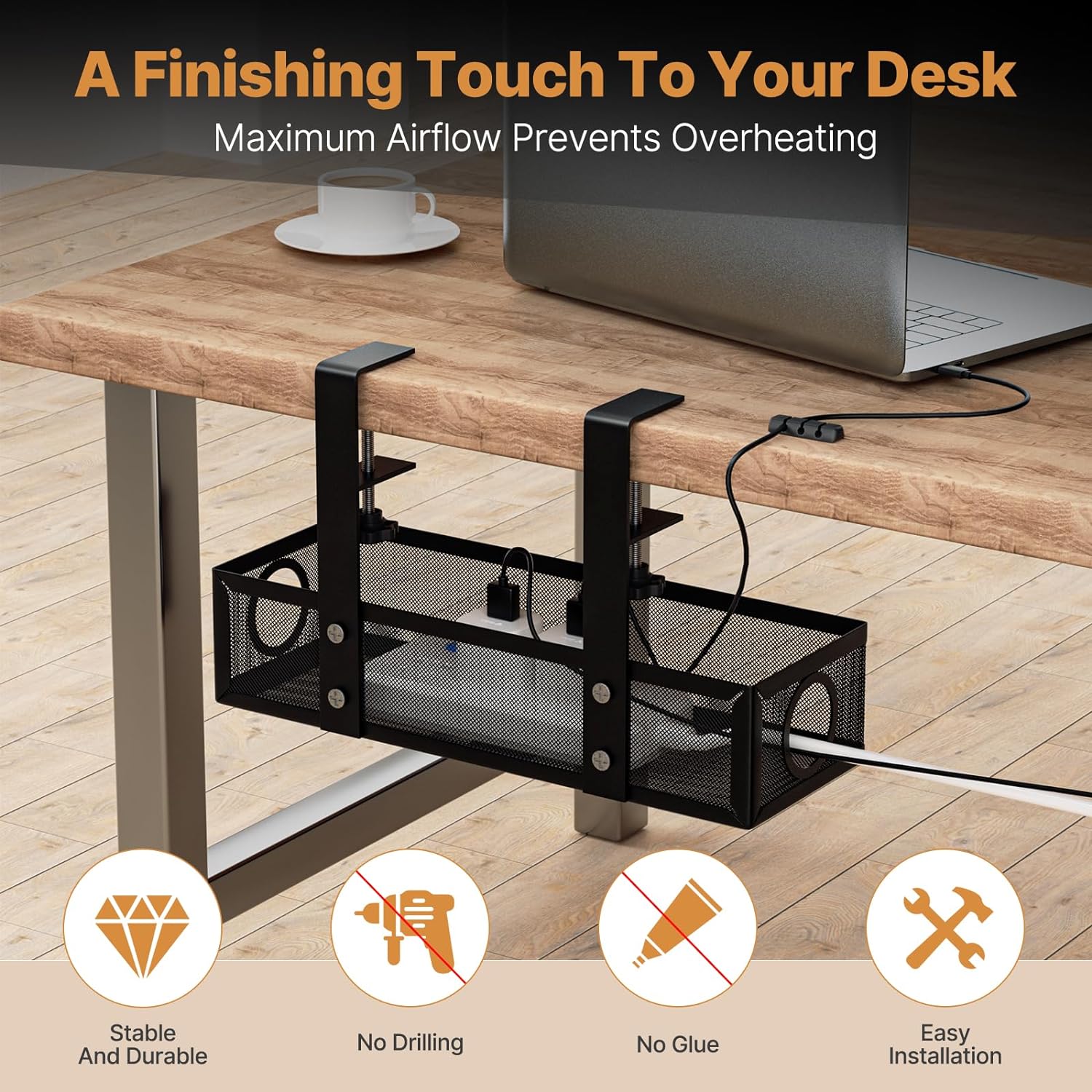 Non-folding Rack Cable Organizer for Wire Management in Home Office ISO9001 Rohs CE