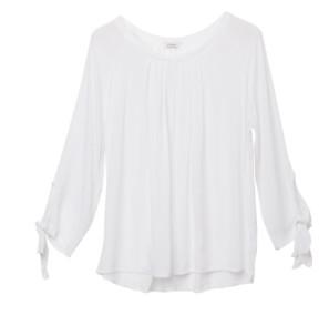 Quality L Piping Collar 130gsm Full Polyester Women White Top wholesale